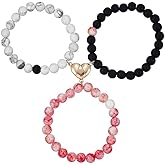 Zian Colorful Love Heart Matching Bracelet Set for Mother Daughter Best Friends Butterfly Heart Charm Beaded Bracelets Women Men Birthday Friendship Jewelry Gift for 3
