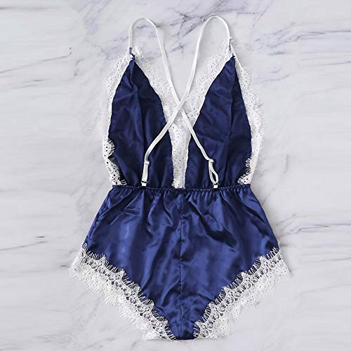 Valentine's Best Gifts for Sex!!! Hennta Fashion Sissy Women Plus Size Sexy Lingerie Girl V-Neck Lace Splice Bodysuit Sleepwear - Thumbnail 5