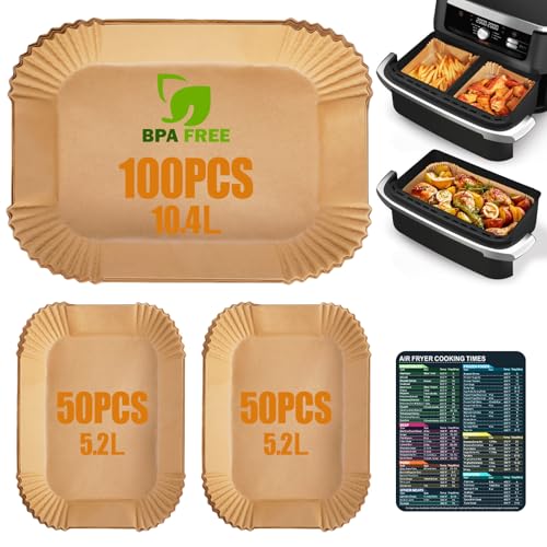 Anhow 200 PCS Baking Paper Air Fryer, Greaseproof Paper for Air Fryer Ninja 10.4L AF500EUCP/Cosori Air Fryer 10L, Food-Grade BPA Free, Paper for Air Fryer for 5.2-10.4L Fryer