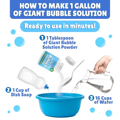 Giant Bubble Solution - Bubble Wands, Bubbles for Kids, Kids Bubbles Mix Powder Makes 896 OZ (7 Gallons) - The Original Solution Mix | 100% Kid Safe
