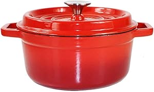 Enameled Cast Iron Oven with Lid, Non Stick Round Casserole Dish, Moving It Around Easy, Quick Heating, for Many Heat Source and Induction Cooker