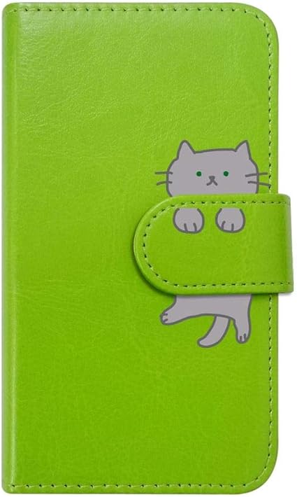 Amazon Moimoikka Wiko View ウイコウ ビュー 手帳型 スマホ ケース グレー猫 カバー色グリーン ロシアンブルー 灰色 ねこ ネコ アニマル 動物 キャラクター おしゃれ かわいい カード収納 フリップ 携帯カバー スマートフォン モイモイッカ Sslink ケース
