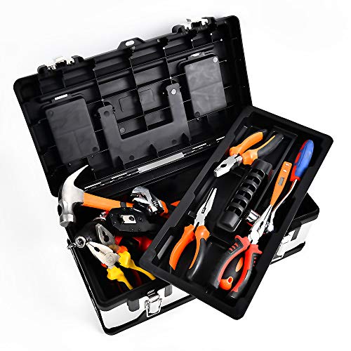 GANCHUN 16-Inch Metal Toolbox, Stainless Steel Tool Box Tool Organizer - Thumbnail 5