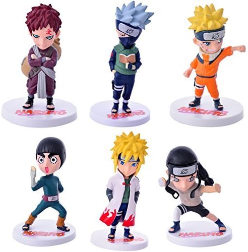 mitoy Anime Cartoon Naruto Kakashi Gaara Rock Lee Hyga Neji Namikaze Minato Toys PVC Action Figure Dolls (6 Pcs Set)