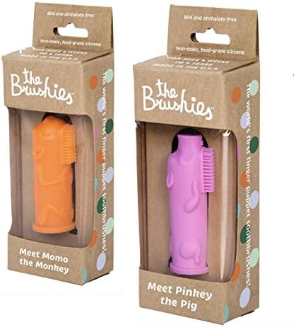 Made in the USA - baby and toddler toothbrush - Momo the Monkey and Pinky the Pig
