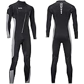 Ultra Stretch 3mm Neoprene Wetsuit, Front Zip Full Body Diving Suit, one Piece for Men & Women-Snorkeling, Scuba Diving Swimming, Surfing