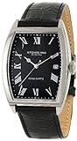 Stuhrling Original Men’s 241.33151 Classic Madison Park Avenue Swiss Quartz Stainless Steel Case Black Leather Strap Watch, Watch Central