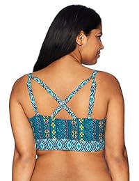 Coastal Blue bañadores dama Plus tamaño espalda cruzada con aros Bikini parte superior