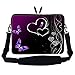 Meffort Inc 15 15.6 inch Neoprene Laptop Sleeve Bag Carrying Case with Hidden Handle and Adjustable Shoulder Strap - Purple Butterfly Heart