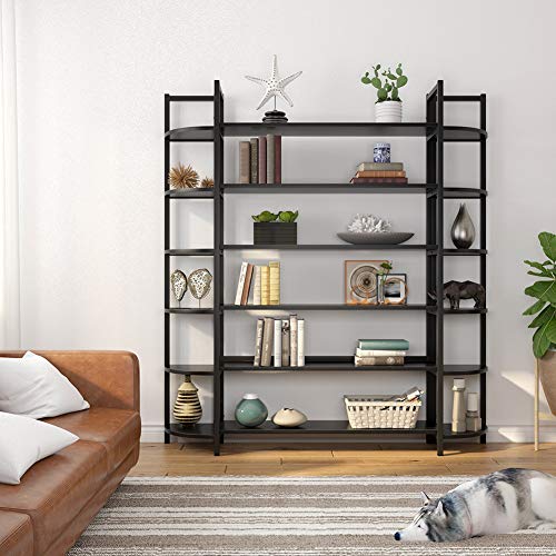 Tribesigns Triple Wide 6Shelf Bookshelves , 6Tier Large Etagere