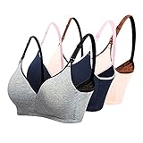 3PACK Womens Nursing Maternity Sleep Bra for Breastfeeding and Maternity - iiSPORT Wireless Full Cup Underwire S-XL with Free Bra Extenders(Grey/Navy/Beige)