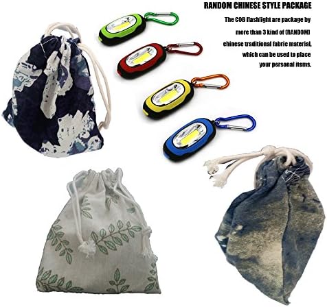 [4 PACK] COB Pocket Key Chain Flashlight MASSWELL (TM) Magnetic Portable Light With Carabiner Assorted Colors