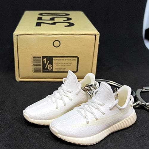 Pair Yeezy Boost 350 V2 Sply Cream White Sneakers Shoes 3D Keychain 1:6 Figure + Shoe Box