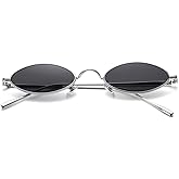 COASION Vintage Small Oval Aesthetic Sunglasses Retro for Women Men Hippie Cool Metal Frame Sun Glasses