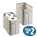 mDesign Soft Cotton Fabric Closet Storage Organizer Bin Basket Storage Organizer for Bathroom - Attached Handles - Use on Vanity, Cabinet, Shelf, Countertop, Tall, 2 Pack - Light Gray