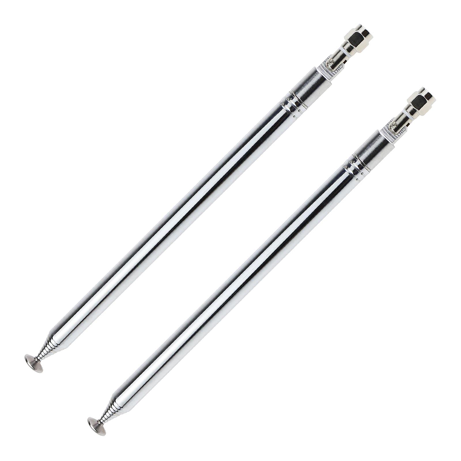 eMagTech 2pcs 10 Sections Telescopic Antenna Aerial 200-1200mm 10mm Diameter DAB FM Antenna Replacement for Radio TV VHF/UHF Wireless System Stainless Steel