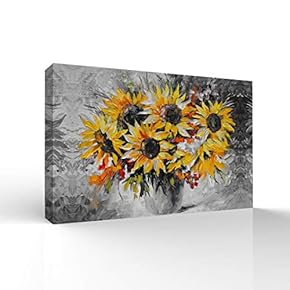Canvas Wall Art Sunflower Pictures Home Wall Decorations for Bedroom Living Room Paintings Canvas Prints Framed - 12x18 inches