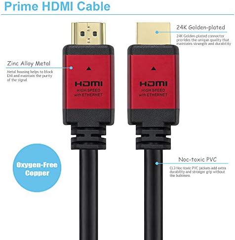 Million HDMI Male to HDMI Male Cable (16 Feet) Connector Gold Plated with Ethernet,1080p,4K,and Audio Return.Good for DVD,TV,Home Theater,Blu-ray Player (Red)