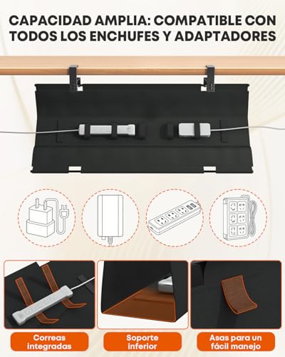 Cable Duct Desk No Drilling 90cm Under Cable Management Desk Clamps/Screw Mount | Escritorio de gestión de cables de tela de 91 cm con abrazadera/tornillo de fijación