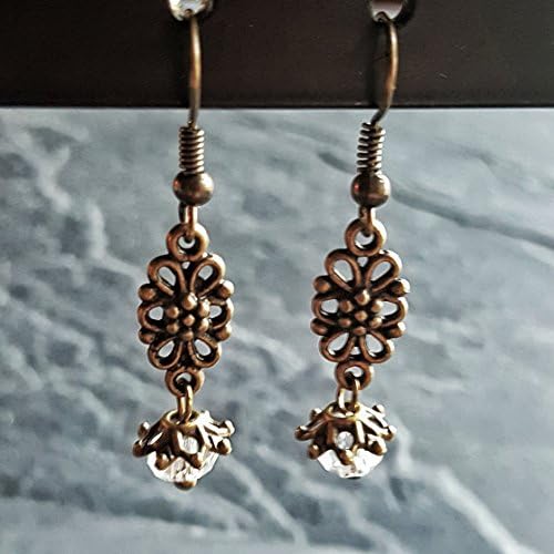 Bronze Crystal Earring Bridesmaid Jewelry Gift Elven Jewelry