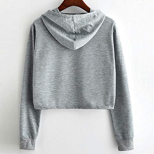 Mlide Womens Heart Panda Print Loose Pullover Sweatshirt,Girl Animal Long Sleeve Hooded Crop Drawstring Blouse Tops (Gray,XXX-Large)