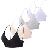 MsAnya Bralette for Women Spaghetti Strap Triangle V Neck A-B Cups Bra Padded Wire Free Pull On Closure