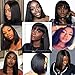 Short Silky Straight Bob Human Hair Wigs for Black Women 135% Density Brazilian Remy Hair Middle Part Lace Front Wigs with Baby Hair Glueless Bleached Knots 10inch Natural Black Color