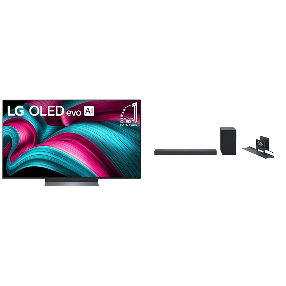 LG 55-Inch Class OLED evo AI 4K C5 Series Smart TV (OLED55C5PUA, 2025) SC9S 3.1.3-Channel Perfect Matching Soundbar (2024 Model) Image
