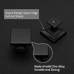 homdiy 25 Pack Black Square Cabinet Knobs Matte