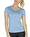 icyzone Workout Shirts Yoga Tops Activewear V-Neck T-Shirts For Women Running Fitness Sports Short Sleeve Tees (L, Black/Granite/Blue)