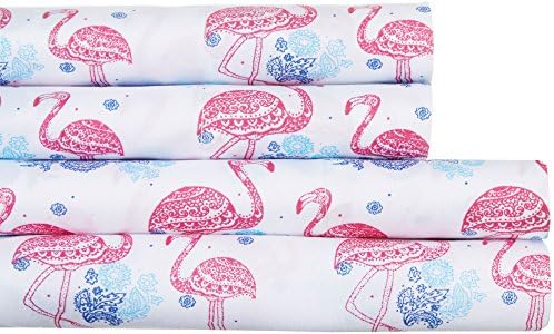 Hedaya Home Fashions Microfiber Sheet and Pillowcase Set, Queen, Boho Flamingo