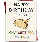 Funny Husband Birthday Card from Wife, Taco Pun Happy Birthday Card, Birthday Gift for Husband & Men, Boyfriend Birthday Card, 5.3x7.1, Blank Inside, Envelope & Seal Sticker