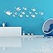 Alrens 4 Pcs 3D Acrylic Mirror Wall Sticker Decal DIY Home Sign Letters Decor Living Room Bedroom Sofa TV Background Decoration, adesivo de Parede (Silver)