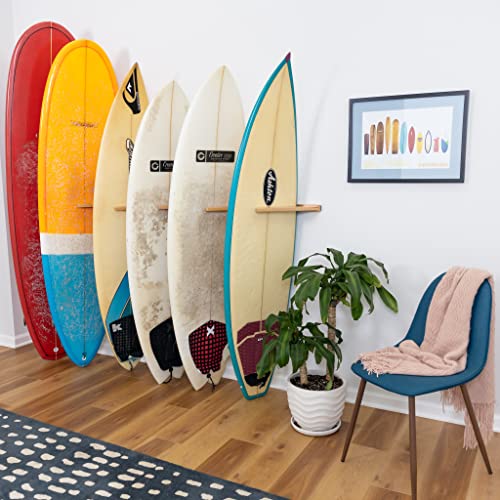StoreYourBoard Vertical Timber Surfboard Wall Rack, Holds 6 Surfboards