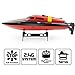 Rodzon RC Boat 2.4GHz 4 Channels with LCD display Remote Control Boat for Adults & Kids with High Speed motor + 2 Batteries -Red