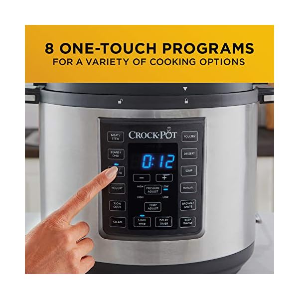 Crock-Pot-Express-Pressure-Cooker-CSC051-12-in-1-Programmable-Multi-Cooker-Slow-Cooker-Steamer-and-Saute-56-Litre-Stainless-Steel Crockpot Express Pressure Cooker | 12-in-1 Programmable Multi-Cooker | Slow Cooker | Food Steamer and Saute | 5.6 L…