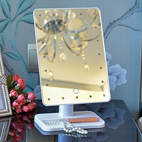 LED Makeup Mirror Intelligent Dimming Desktop Lamp Beauty Mirror Wedding Princess Mirror Portable High-definition Storage Lamp Mirror ( Color : White )