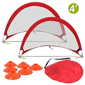 HomGarden Pop Up Soccer Goals Set of 2 Portable Soccer Target Nets for Backyard, Park or Training w/6 Cones & Carry Bag…