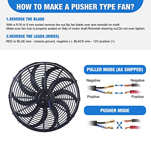 EVIL ENERGY 16 Inch Electric Radiator Cooling Fan 12V 160W Mount Kit