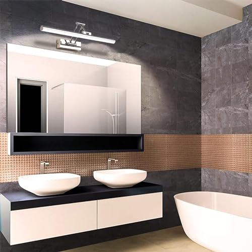 YHTlaeh LED Mirror Lamp 10 W 720 Lumen Bathroom Mirror Neutral White 4000 K Bathroom Lamp IP44 Waterproof No Flicker 230 V (Chrome, 40 cm)