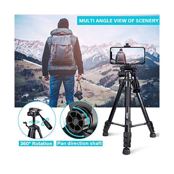 Torjim Kamerastativ mit Tragetasche, leichtes Reise-Aluminium-Stativ (5 kg Traglast) mit Bluetooth-Fernbedienung für… – Bild 3