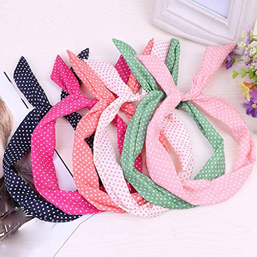 Wired Headband Scarf for Women, Retro Polka Dot Twist Bow Head Wrap Hair Holder Hair Accessory