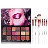 UCANBE 18 Color Eyeshadow Palette + 6pcs Multifunction Makeup Brushes Set Kit, Highly Pigmented Matte Shimmer Blending Eye Shadow Powder Pallet