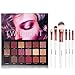 UCANBE 18 Color Eyeshadow Palette + 6pcs Multifunction Makeup Brushes Set Kit, Highly Pigmented Matte Shimmer Blending Eye Shadow Powder Pallet