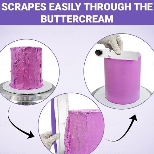 12 Inch Stainless Steel Cake Scraper, Leveler and Smoother, Icing Spatula, Perfect Tool for Icing, Frosting, Cream Edge. Adjustable Kitchen Spatula for Mousse, Cheese & Cream Cake