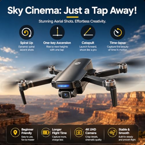 Holy Stone HS360S GPS Drone with 4K Camera for Adults, Under 250g Lightweight RC Quadcopter, 10000Ft FPV Transmission, GPS Return, Follow Me, Time-Lapse, QuickShot