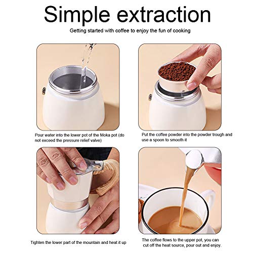 POHOVE Espressokocher, 150 ml/300 ml, für Herd, Espressokocher, Mokkakanne, Aluminium-Kaffeemaschine, italienische… – Bild 6