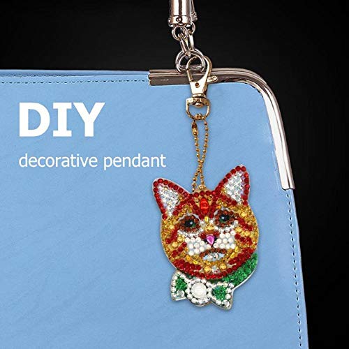 5D DIY Diamond Painting Keychain, 4 pcs Cat Shape, Mosaic Making Full Drill Special Shape Diamond Painting Kit for Bags, Smartphone Straps, 4 Pack - Thumbnail 6