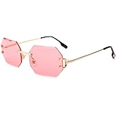 Pro Acme Rimless Rectangle Sunglasses for Men Women Polygon Frameless Tinted Shade Glasses