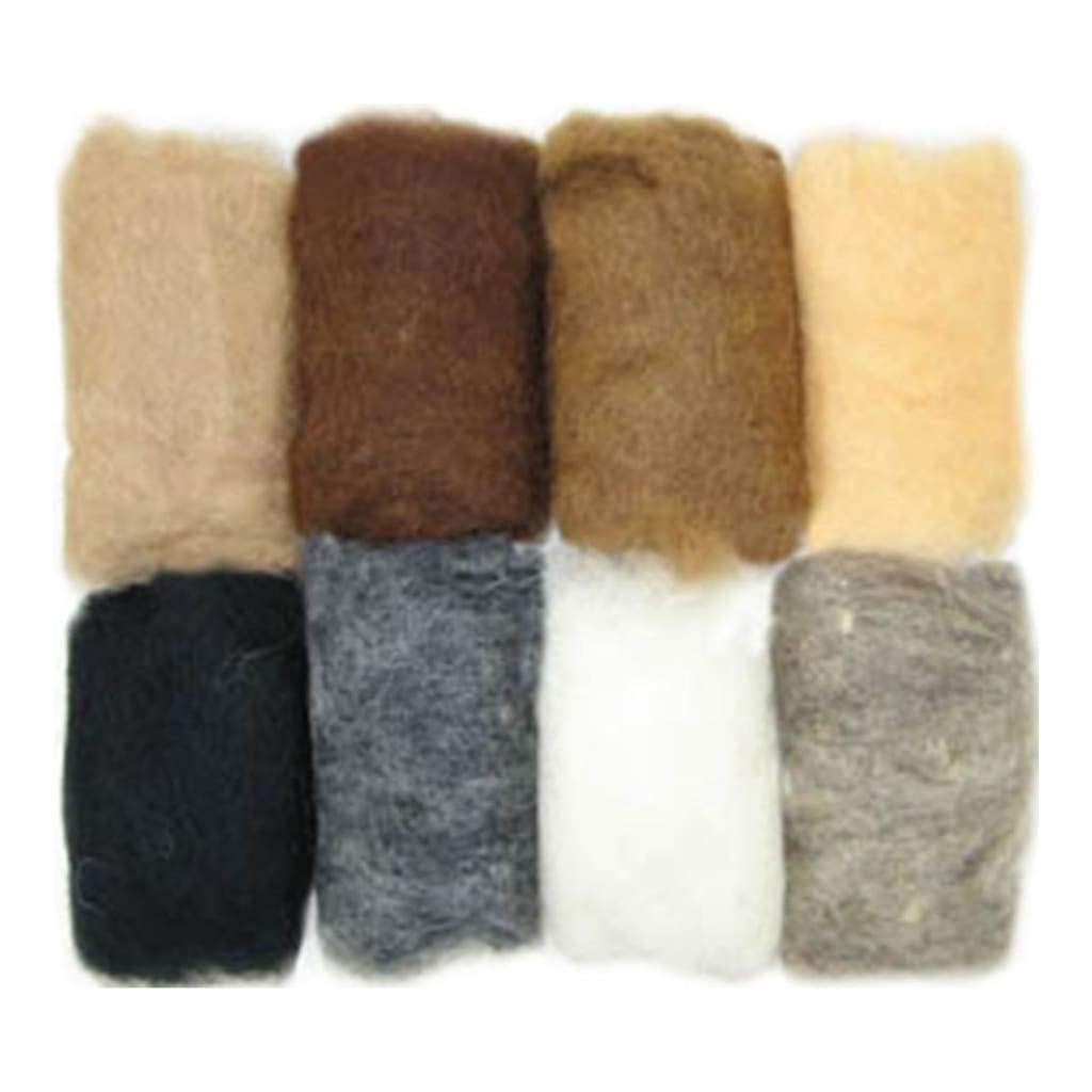 Dimensions Needlecrafts Natural Earth Tone Wool Roving for Needle Felting, 8 pack, 80g